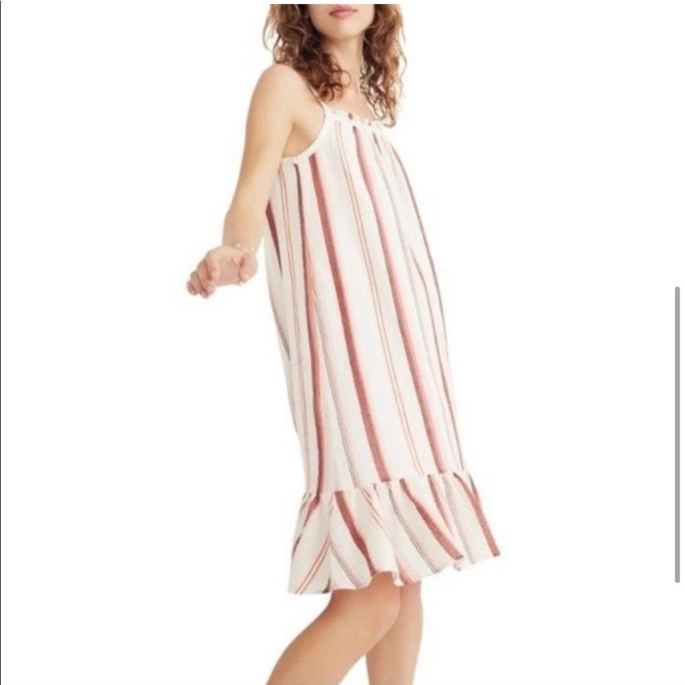 Madewell Striped Trapeze Tank Dress in Rusted Clay - Picture 2 of 10